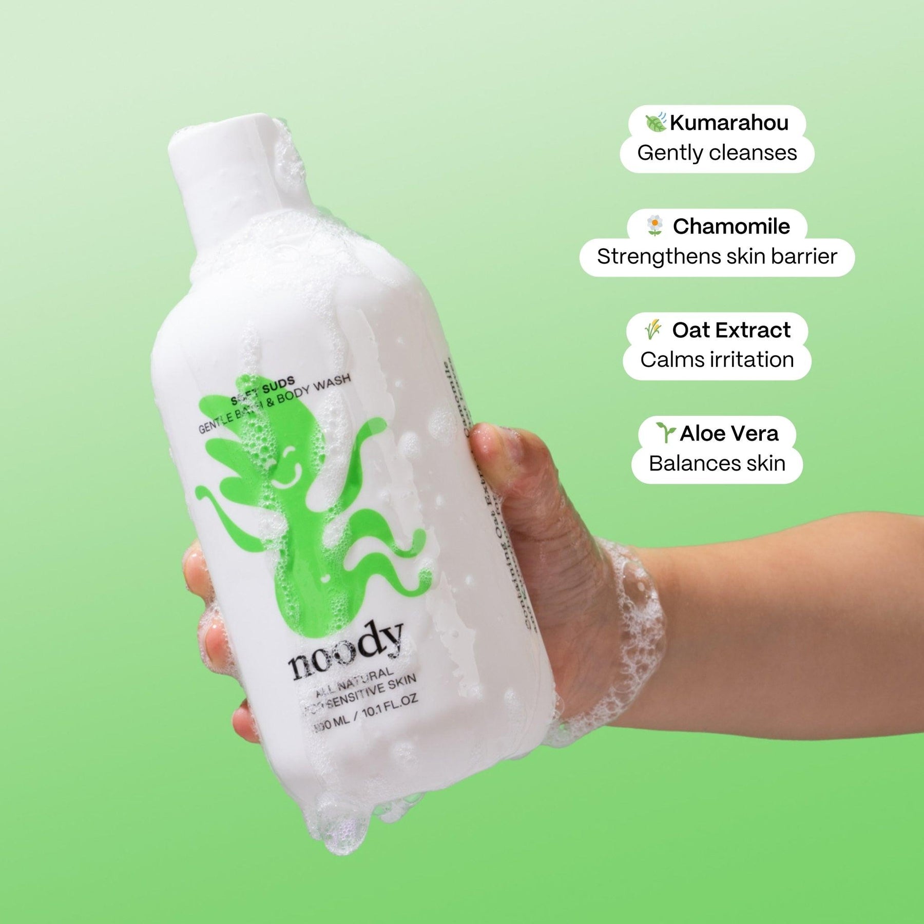 Soft Suds Gentle Bath Wash providing a soothing and refreshing cleansing experience for sensitive skin
