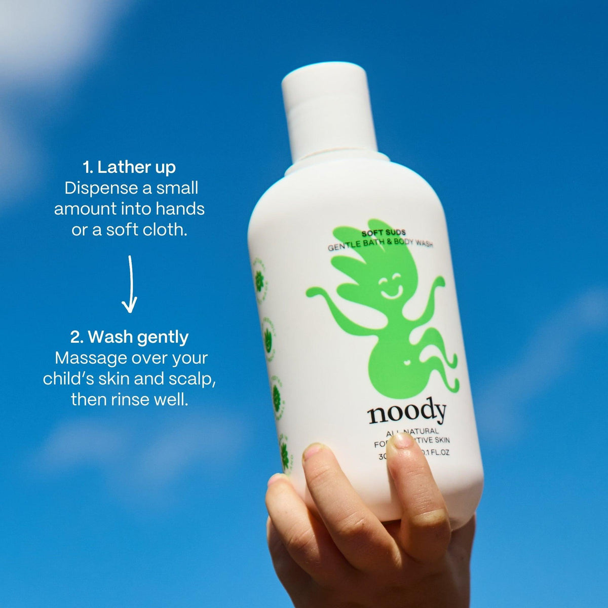 Soft Suds Gentle Bath Wash providing a soothing and refreshing cleansing experience for sensitive skin